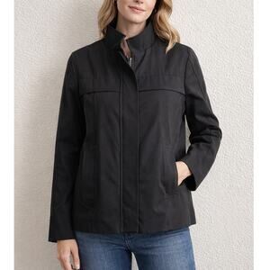 Jarbo Black Biker Front Zip Jacket Women's 0 Pockets Outdoors Tencil Spandex